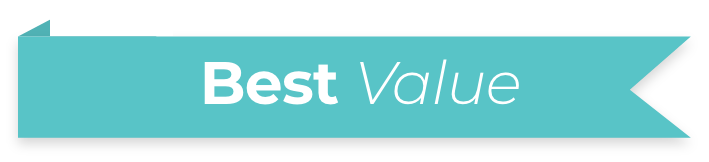 A turquoise banner with the words "Best Value" in bold white text.