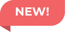Red speech bubble with the word "NEW!" in white, bold, capital letters.